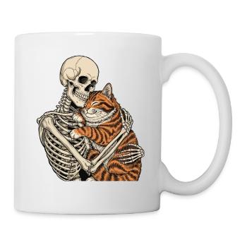 Chat squelette câlin — Chat effrayant Câlin squelette - Mug blanc - blanc - Droite