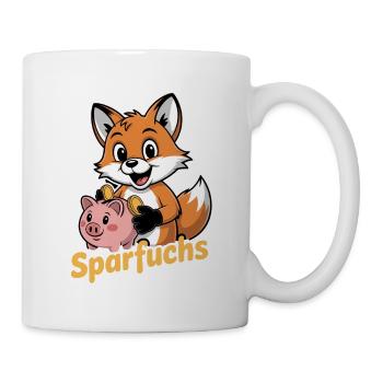 Sparfuchs Mit Sparschwein Und Muenzen - Tasse - Weiß - Rechts