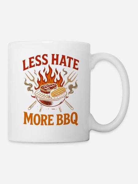Weniger Hass mehr BBQ - Tasse - Weiß
