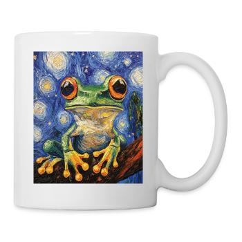 Frosch Frösche Van Gogh Style Starry Night - Tasse - Weiß - Rechts