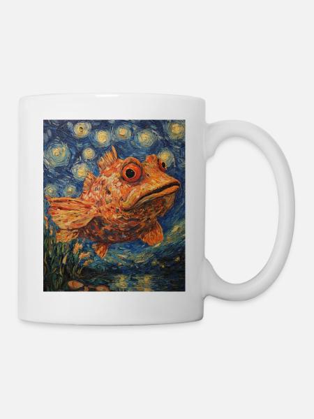 Fisch Van Gogh Style - Tasse - Weiß