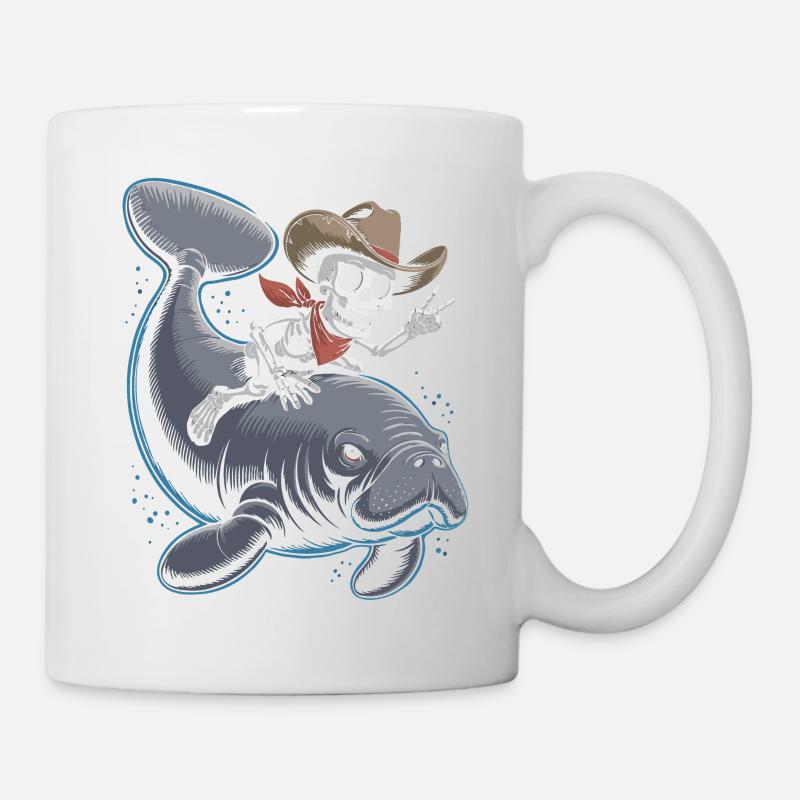 Skeleton cowboy riding manatee - Mug - white