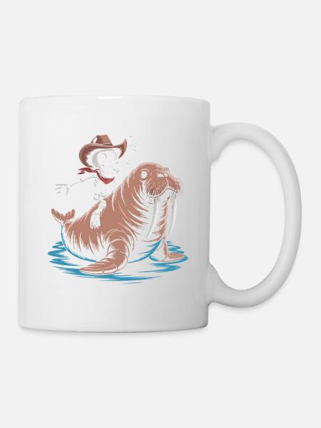 Cow-boy squelette sur morse - Mug blanc - blanc