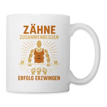 Bodybuilder Shirt Motivation Gym Sport Train Hard - Tasse - Weiß - Rechts