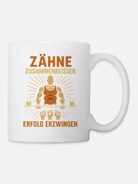 Bodybuilder Shirt Motivation Gym Sport Train Hard - Tasse - Weiß