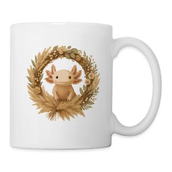 Axolotl im Boho Kranz – Natur & Weihnachten - Tasse - Weiß - Rechts