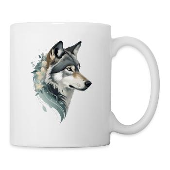 Tête de loup avec ornement floral - Mug blanc - blanc - Droite