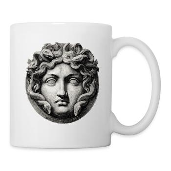 Medusa Kopf - Antik Gravur - Tasse - Weiß - Rechts