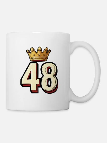 48 Zahl Krone - Tasse - Weiß