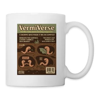 VermiVerse Wurmfarming Parodie Magazin - Tasse - Weiß - Rechts