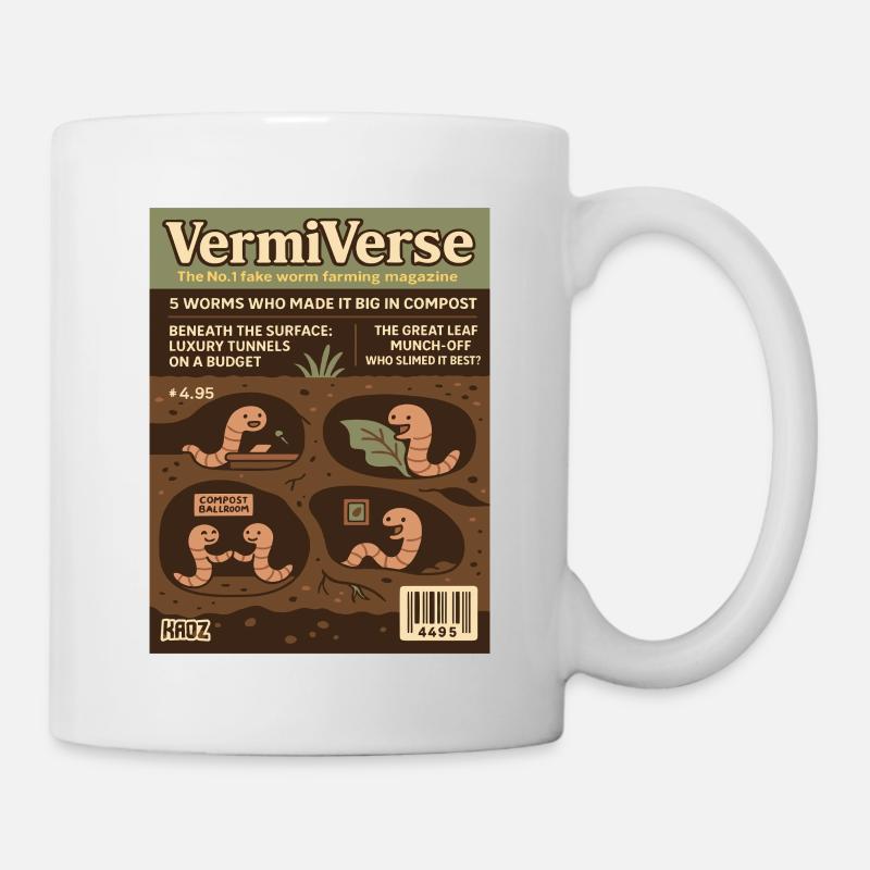 Magazine parodique de l’élevage de vers VermiVerse - Mug blanc - blanc