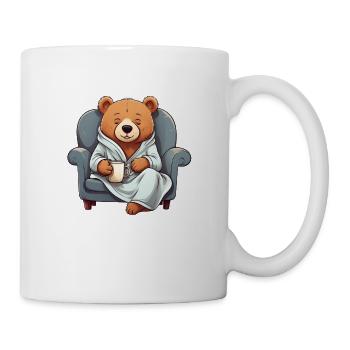 Cuddly bear in a dressing gown - Mug - white - Right