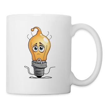 Traurige Glühbirne Karikatur - Tasse - Weiß - Rechts