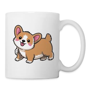 Corgi Schwanzwedeln - Tasse - Weiß - Rechts