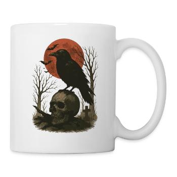 Raven Skull Moon Skull Gothic Black Crow - Mug - white - Right