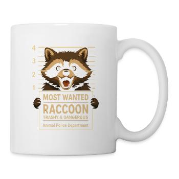 Waschbär trashy gesucht: Fahndungsfoto lustig - Tasse - Weiß - Rechts
