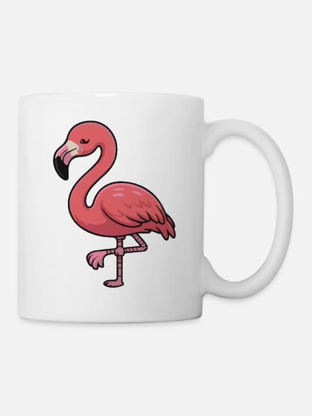 Rosa Flamingo Cartoon Charm - Tasse - Weiß
