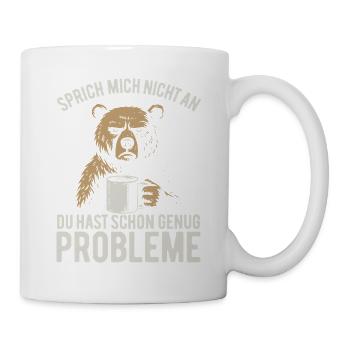 Don't talk to me - grumpy bear with coffee - Mug - white - Right