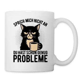 Sprich mich nicht an - mürrische Katze mit Kaffee - Mug blanc - blanc - Droite
