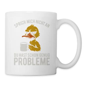 Don't talk to me - grumpy duck with coffee - Mug - white - Right