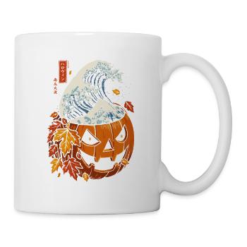 Halloween Herbst - Kürbiswelle Kanagawa - Tasse - Weiß - Rechts