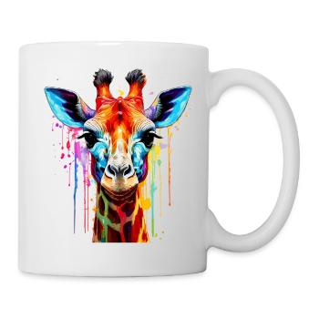 Lebendige Giraffe Farbexplosion - Tasse - Weiß - Rechts