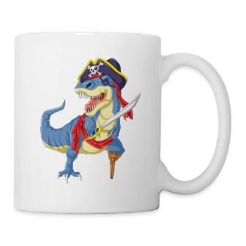 Pirate T-Rex Dinosaur Funny Tee - Mug - white - Right