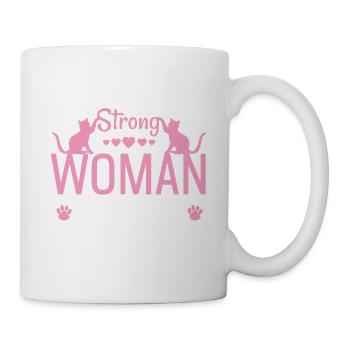 Behind every strong woman is her cat - Mug - white - Right