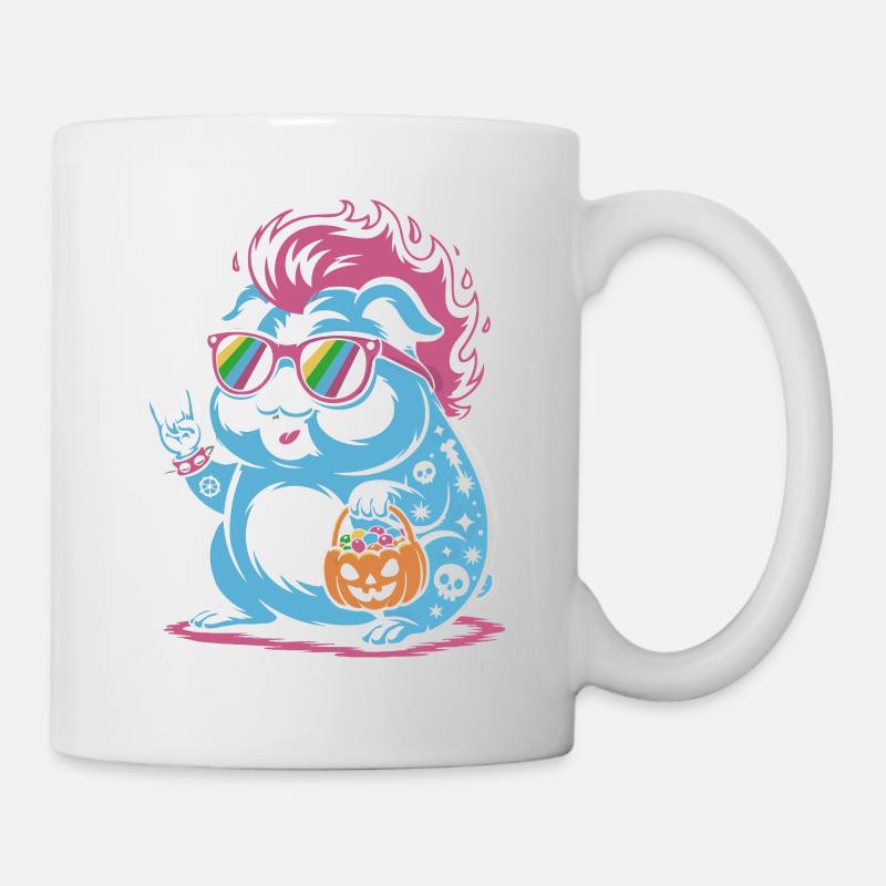 Punk Hamster Cochon d’Inde Halloween - Mug blanc - blanc
