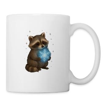 Magischer Waschbär mit Schneeflocke - Tasse - Weiß - Rechts