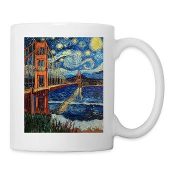 Pont du Golden Gate de San Francisco à la Van Gogh - Mug blanc - blanc - Droite
