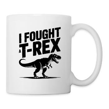 Ich habe gegen einen T-Rex gekämpft - Tasse - Weiß - Rechts