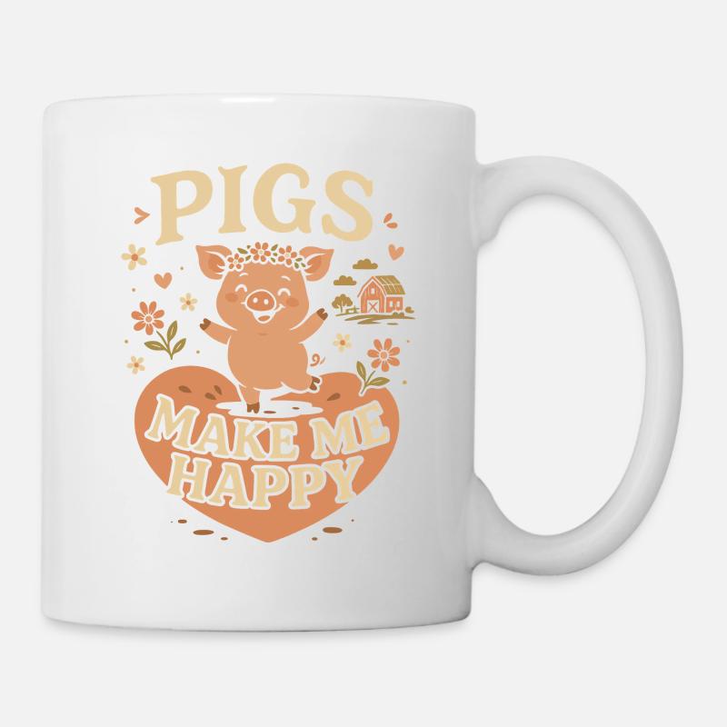 Les cochons me rendent heureux - Mug blanc - blanc