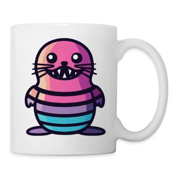 Robbe Tier Halloween Comic Lustig - Tasse - Weiß - Rechts