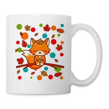 Spotty Fox T-Shirt – Dotted Autumn Cute Animal - Mug - white - Right