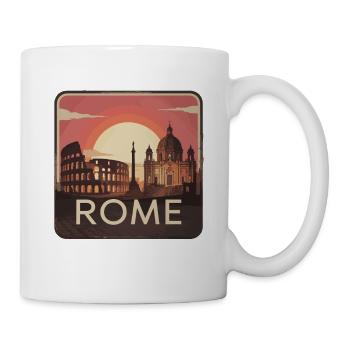 Rome Travel Nostalgia with Colosseum and St. Peter's Basilica - Mug - white - Right