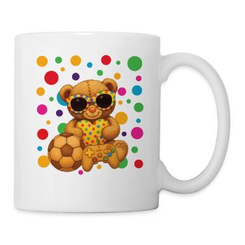 Spotty Teddy Bear T-Shirt – Dotted Cute Gamer - Mug - white - Right
