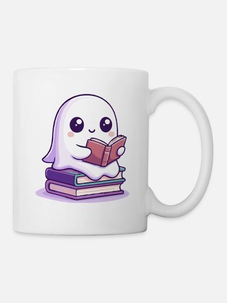 Halloween Reading Cartoon Book - Tasse - Weiß