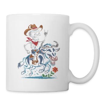 Squelette Cowboy Rodéo sur Gnous - Mug blanc - blanc - Droite