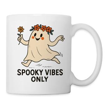 Spooky Vibes Only Cute Ghost Halloween Fun - Mug - white - Right