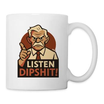 Old guy pointing with finger: Listen fool - Mug - white - Right