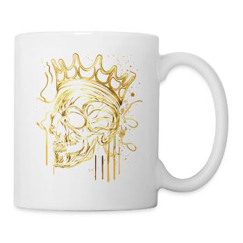 Crâne doré avec lignes de couronne Art - Mug blanc - blanc - Droite