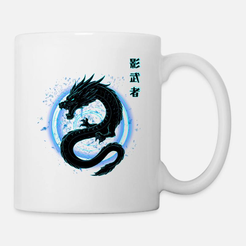 Japanisch neon blauer - Drache - Tasse - Weiß