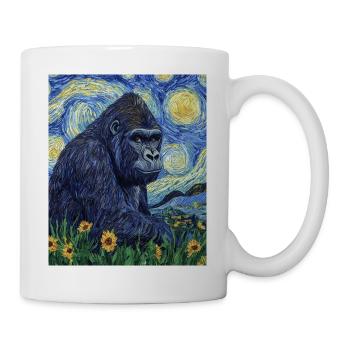 Gorille Gorille Singe Style Van Gogh Nuit étoilée - Mug blanc - blanc - Droite