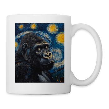Gorille Gorille Singe Style Van Gogh Nuit étoilée - Mug blanc - blanc - Droite