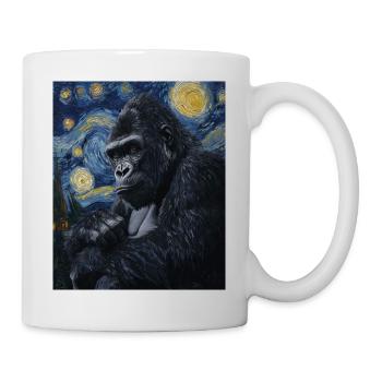 Gorille Gorille Singe Style Van Gogh Nuit étoilée - Mug blanc - blanc - Droite