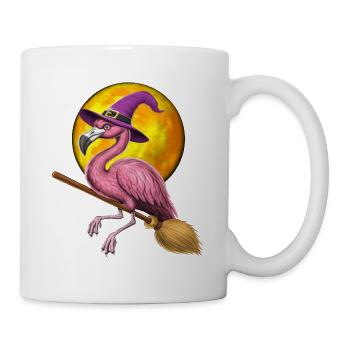 Flamingo Hexe Reitbesen - Tasse - Weiß - Rechts