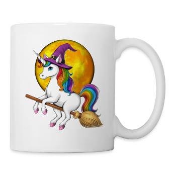Einhorn Hexe Reitbesen - Tasse - Weiß - Rechts