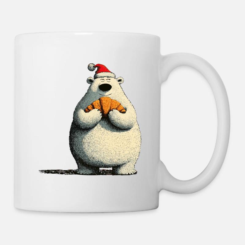Ours polaire de Noël avec croissant - Mug blanc - blanc