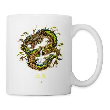Asian Earth Dragon with Waterfall - Mug - white - Right